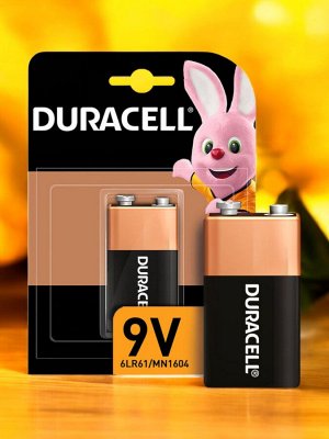 Батарейка DURACELL Basic, 6LR61 (КРОНА), Alkaline, 1 шт., в блистере, 9 В