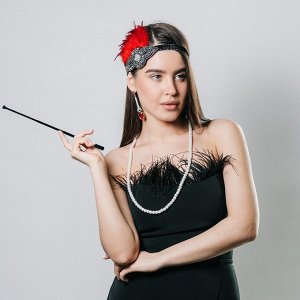 Карнавальный набор «Леди»: повязка, перчатки, серьги, бусы, мундштук