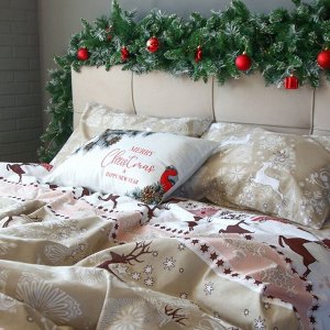 Постельное бельё "Этель" 1.5сп «Новогодний пэчворк» 143х215см,150х214см,50х70см-2 штуки