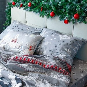 Постельное бельё "Этель" Евро Snow time 200х217см,220х240см,50х70см-2 штуки