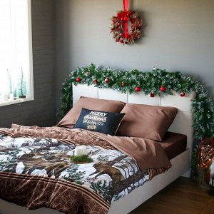 Постельное белье новогоднее "Этель" 1.5 сп «Олени» 143*215 см, 150*214 см, 70*70 см - 2 штуки