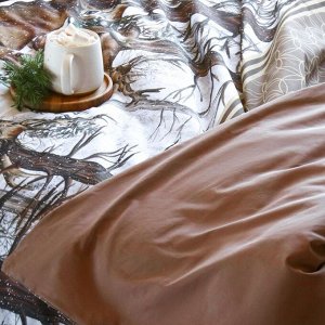 Постельное белье новогоднее "Этель" 1.5 сп «Олени» 143*215 см, 150*214 см, 70*70 см - 2 штуки