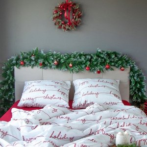 Постельное бельё "Этель" Евро Christmas letter 200х217 см, 220х240 см, 70х70 см - 2 шт, бязь