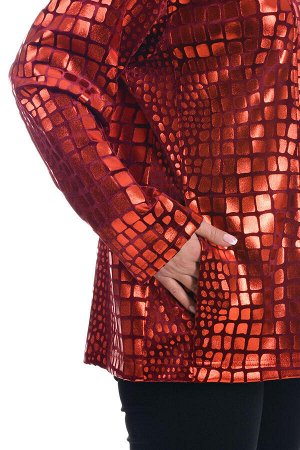 Куртка Стильная куртка-ветровка с перламутровым блеском, из ткани имитирующей крокодилью кожу. Модель на подкладке, с застежкой на молнию; длинными рукавами со спущенной проймой; с V-образной горловин