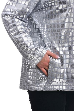 Куртка Стильная куртка-ветровка с перламутровым блеском, из ткани имитирующей крокодилью кожу. Модель на подкладке, с застежкой на молнию; длинными рукавами со спущенной проймой; с V-образной горловин