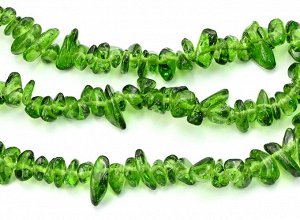 Бусины из стекла крошка 7*3мм цв.зеленый, 80см, 300 бусин