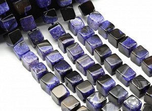 Бусины из агата тонированного кубик 15мм, цв.фиолетовый, 41см, 20 бусин