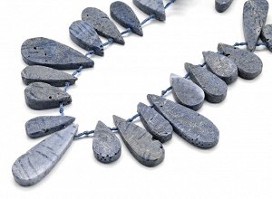 Бусины из коралла синего капли 12-37мм, 37см, 35 бусин