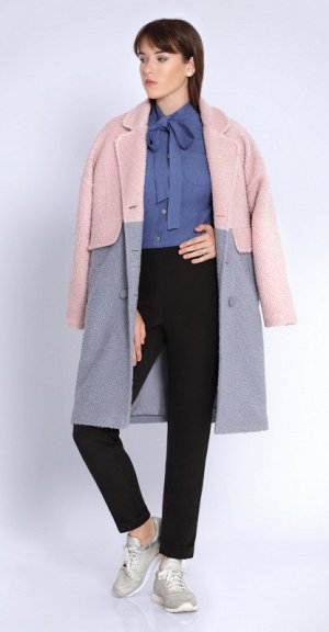 Пальто Jersey 1726 розовое/серое