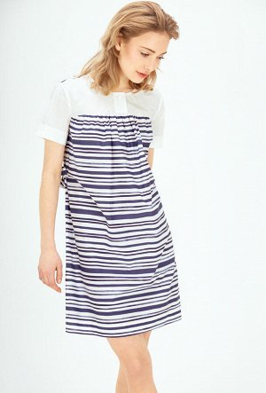 Платье, цвет: белый + принт синяя полоска