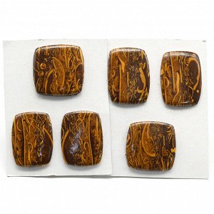 Кабошоны из яшмы змеиной (мариам) форма прямоугольник, комплект тройка
