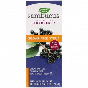 Nature&#x27 - s Way, Sambucus, стандартизированный экстракт бузины, сироп без сахара, 120 мл (4 жидк. унции)