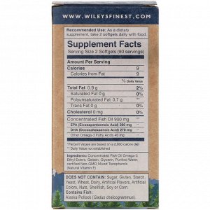 Wiley&#x27 - s Finest, Wild Alaskan Fish Oil, Easy Swallow Minis, 630 mg, 180 Softgels