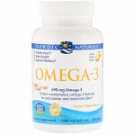Nordic Naturals, Омега-3, лимон, 1000 мг, 60 гелевых капсул