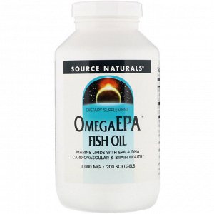 Source Naturals, Рыбий жир OmegaEPA, 1000 мг, 200 капсул