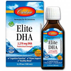 Carlson Labs, Elite DHA, Natural Orange Flavor, 2,270 mg, 3.3 fl oz (100 ml)