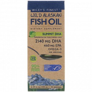 Wiley&#x27 - s Finest, Жир из дикой аляскинской рыбы, Summit DHA, с натуральным вкусом лайма, 125 мл