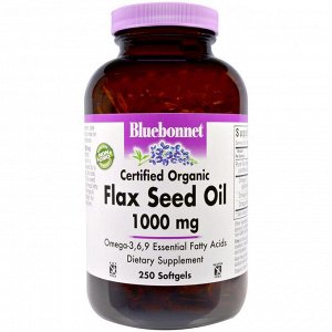 Bluebonnet Nutrition, Organic Flax Seed Oil, 1,000 mg, 250 Softgels