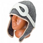 Шапка банная  п/шерсть GC Design &quot;Летчик&quot; серый/белый