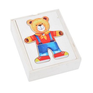 Игр. набор дерев., рамка-вкладыш, Одень мишку, Bondibon, BOX 12,7х13,5х4,4 см., арт. TK6901