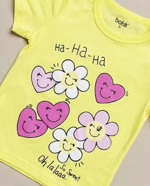Футболка детская с коротким рукавом для девочки цвет Желтый