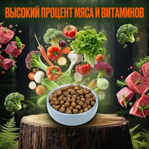 Сухой корм Wonderfur для взрослых собак с Говядиной и Рисом. 10 кг. Супер премиум. Россия