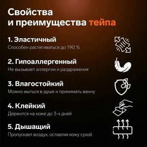 Кинезио - тейп, 1 см x 5 м, цвет бежевый