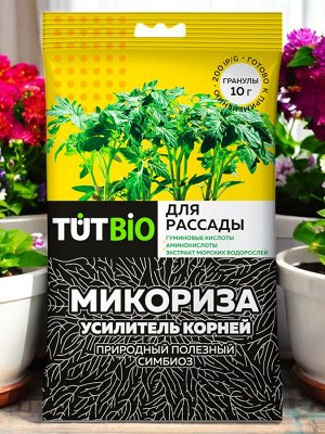 Стимулятор роста ДЛЯ РАССАДЫ биогриб Микориза гранулы 10г, с активными добавками,ТУТ БИО