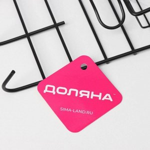 Полка для кухни Доляна, с держателем для полотенец, 6 крючков, чёрная