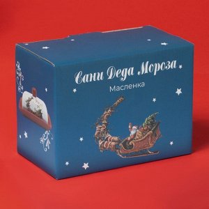 Маслёнка новогодняя Доляна «Сани Деда Мороза», 16,8?12?9 см, доломит, белая, красная