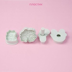 Плунжеры и печати кондитерские Доляна «Новый год», 2 в 1, набор 4 шт., пластик, белые