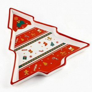Тарелка керамическая новогодняя «Пряничные человечки», 23x22x2 см, ручная работа