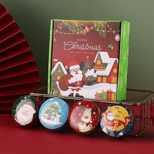 Набор ароматических свечей в баночках 4 штуки в подарочной коробке. 4 шт. * 80 гр.