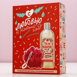 Подарочный набор новогодний «Ты не подарок, но и я не Санта», гель для душа 250 мл, мочалка, Чистое счастье