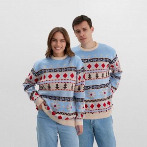 Джемпер вязаный новогодний KAFTAN Scandinavia размер, цвет голубой