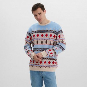 Джемпер вязаный новогодний KAFTAN Scandinavia размер, цвет голубой