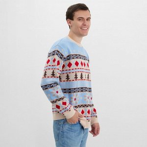 Джемпер вязаный новогодний KAFTAN Scandinavia размер, цвет голубой