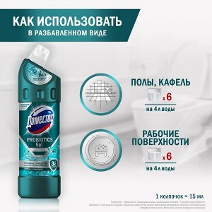 NEW ! Domestos Доместос чистящее средство с активными пробиотиками Зеленая свежесть 750 м