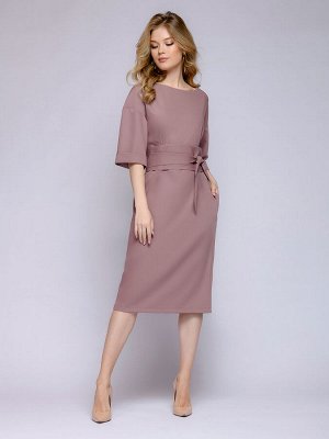 1001 Dress Платье цвета мокко длины миди с широким поясом