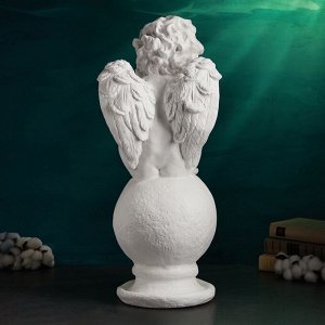 Фигура гипс «Ангел на шаре», большой белый, 26x27x64 см