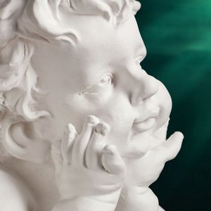 Фигура гипс «Ангел на шаре», большой белый, 26x27x64 см