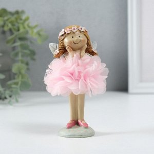 Фигурка полистоун «Малышка фея в розовом цветочном платье», 8x7x12.5 см