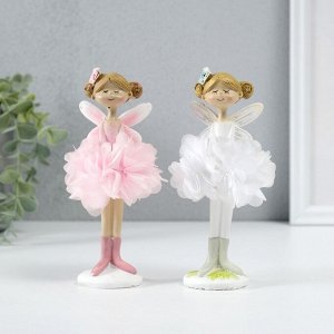 Фигурка полистоун «Девочка фея в платье из цветов», 8x6x16 см, МИКС