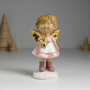 Фигурка полистоун «Ангелочек в розовом платье и белом фартуке», 6.5x5x12.5 см, МИКС