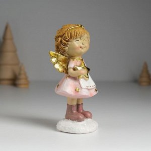 Фигурка полистоун «Ангелочек в розовом платье и белом фартуке», 6.5x5x12.5 см, МИКС