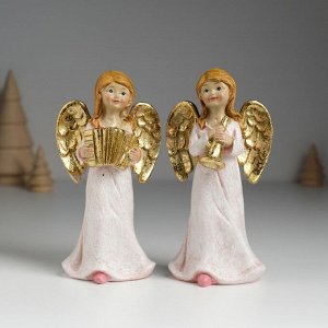 Фигурка полистоун «Ангел музыкант в розовом платье», 6.5x4.5x13 см, МИКС