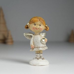 Фигурка полистоун «Ангелочек с хвостиками, в сером платьице», 4.5x3.5x8.5 см, МИКС