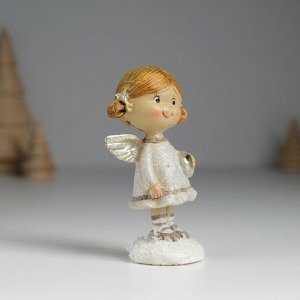 Фигурка полистоун «Ангелочек с хвостиками, в сером платьице», 4.5x3.5x8.5 см, МИКС