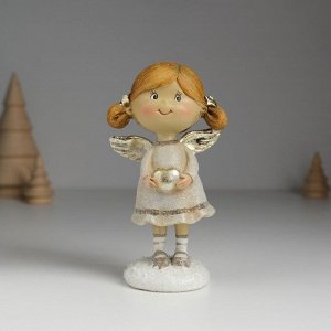 Фигурка полистоун «Ангелочек с хвостиками, в сером платье», 6.5x4.5x12 см, МИКС