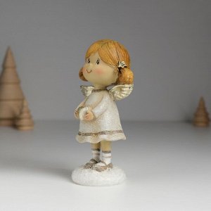 Фигурка полистоун «Ангелочек с хвостиками, в сером платье», 6.5x4.5x12 см, МИКС